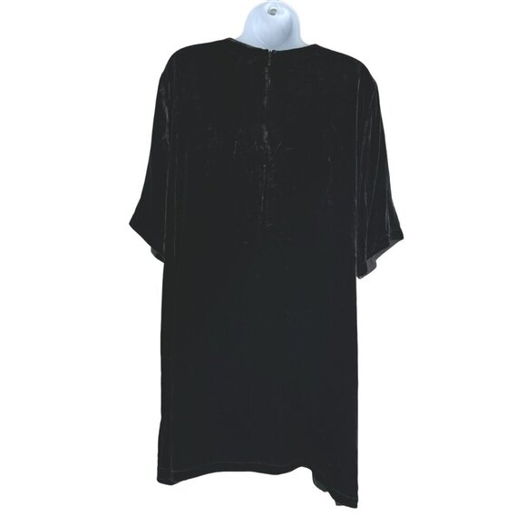 Eileen Fisher Velvet Tunic Dress Large Black Short Sleeve Roundneck NWT DR-1620 - Picture 5 of 12
